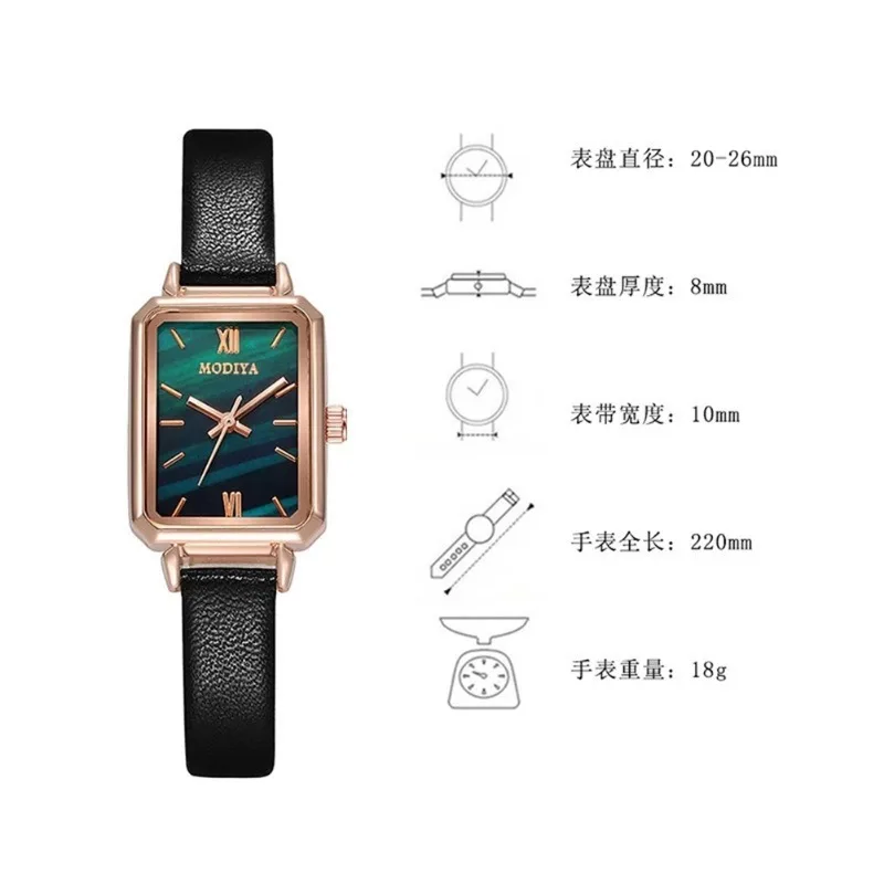 Women\'s Wrist Watch Imitation Leather Watch Band Fashion Simple Thin Wrist Watch Green Quartz Wristwatches Gifts for Ladies