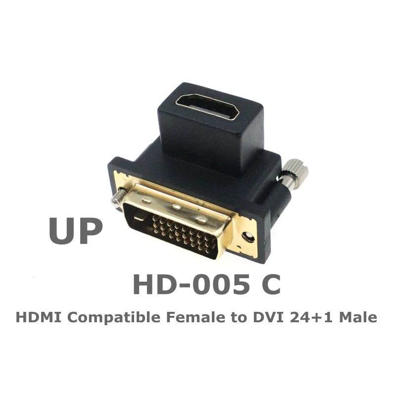 HDMI-compatible female to Bidirectional DVI D 24+5/24+1 male UP Down elbow Cable Connector Converter for Projector HDMI to DVI