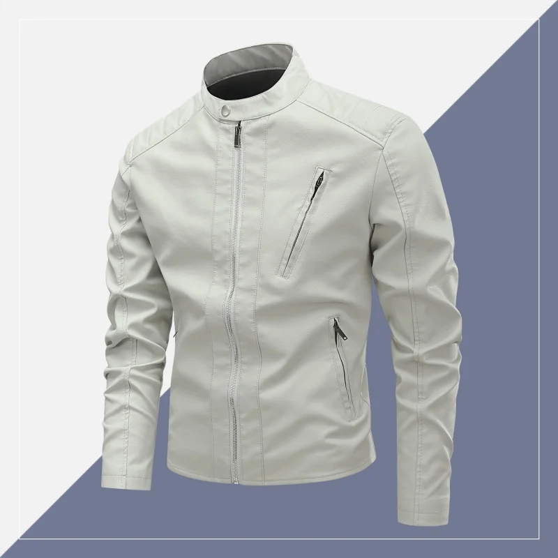 

Sli Men's ort Stand Collar Genuine Leather Jaet Slim Fit Biker Coat Trendy Autumn Spring New Arrival Youth Faion