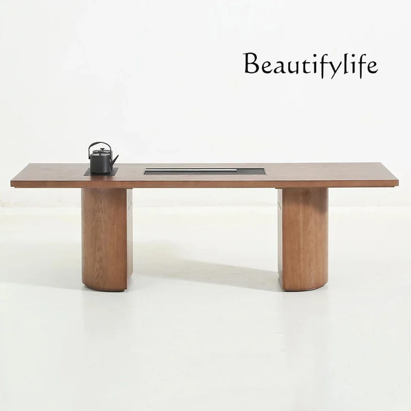 X36 Modern Simple Tea Table Kettle Embedded Italian Minimalist Design Ash Wood Tea Table