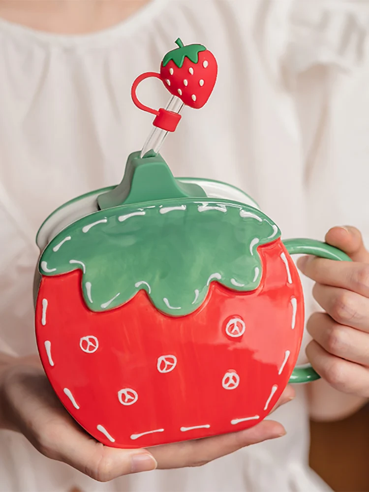 

Милая большая чашка Capaci Cerc Stberry с St для женщин, высокоэстетичный дизайн, уникальные маленькие партии кружки, розовое сердце девушки