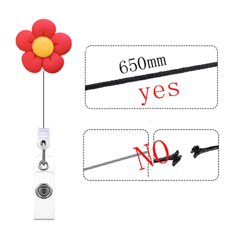 Hot Sales 1 Piece Resin Flowers Retractable Nurse Badge Reel Medical Student Teacher Doctor Name Tag ID Card Holder Keys Lanyard
