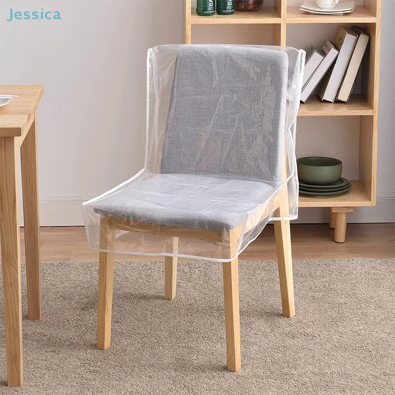 ♥Transparent PVC Dining Chair Dust Cover Waterproof Oil-proof Anti Scratch Chair Cover