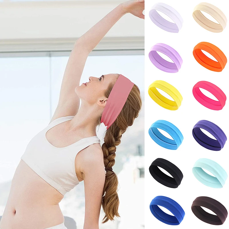 Hot Sale! Women Men Plain Milk Silk Headband Stretchy Sport Yoga Gym Running Cotton Sweatband Pure Color Non-slip Fitness Turban