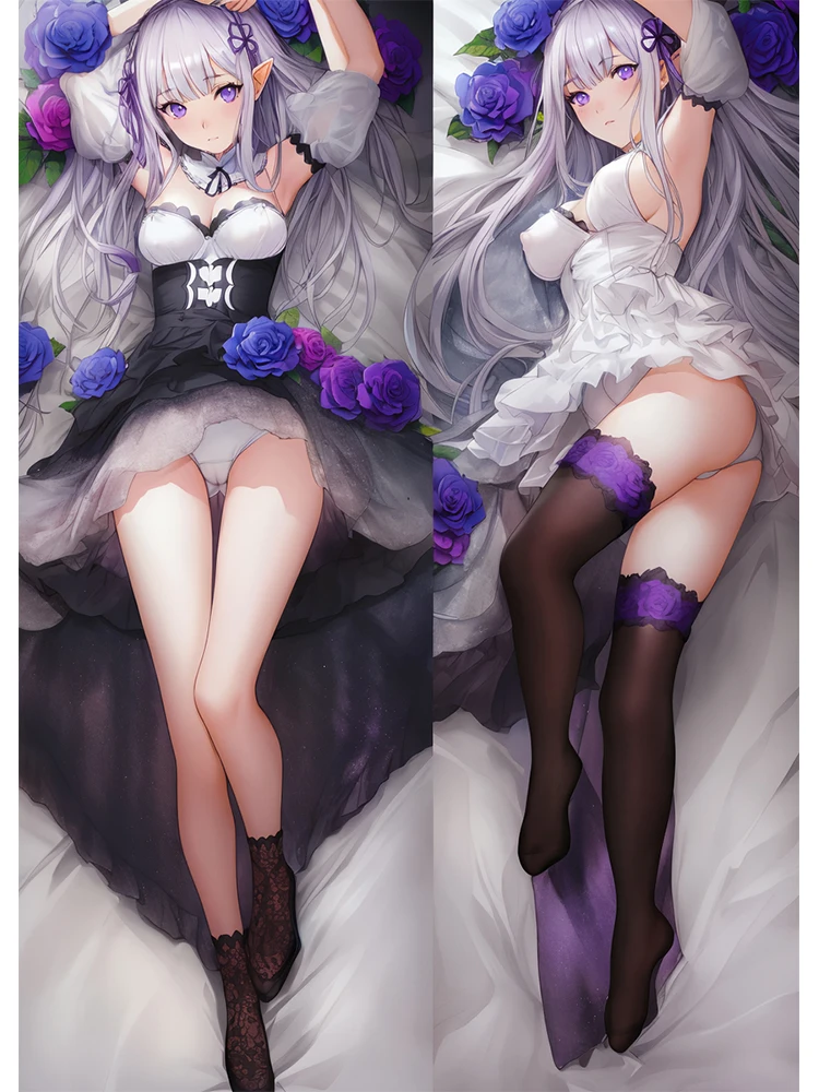 

Dakimakura Anime Emilia Double-sided Pillow Cover Print Life-size body pillows cover Adult pillowcase