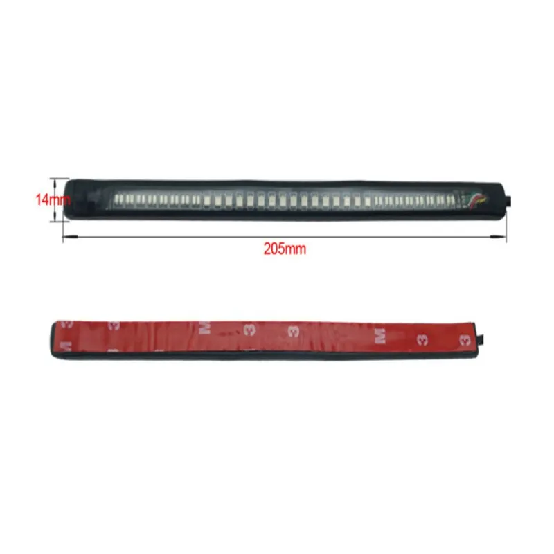 8 بوصة شرائط إضاءة خلفية ليد للدراجات النارية 48 ليد أحمر إضاءة فرامل خلفية إشارة توقف خلفية إضاءة إشارة انعطاف كهرمان متعددة الوظائف مقاومة للماء - 3