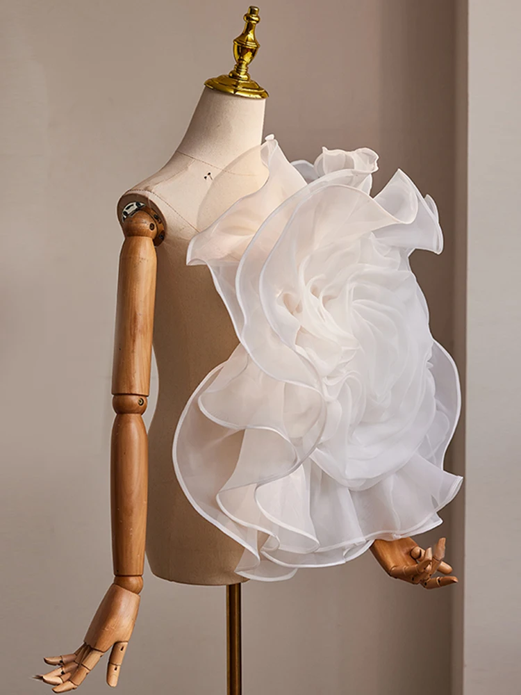 

White Handmade Three-Dimensional Flower Bride Wedding Decoration Chest Back Large Photography Photo Props High-Grade