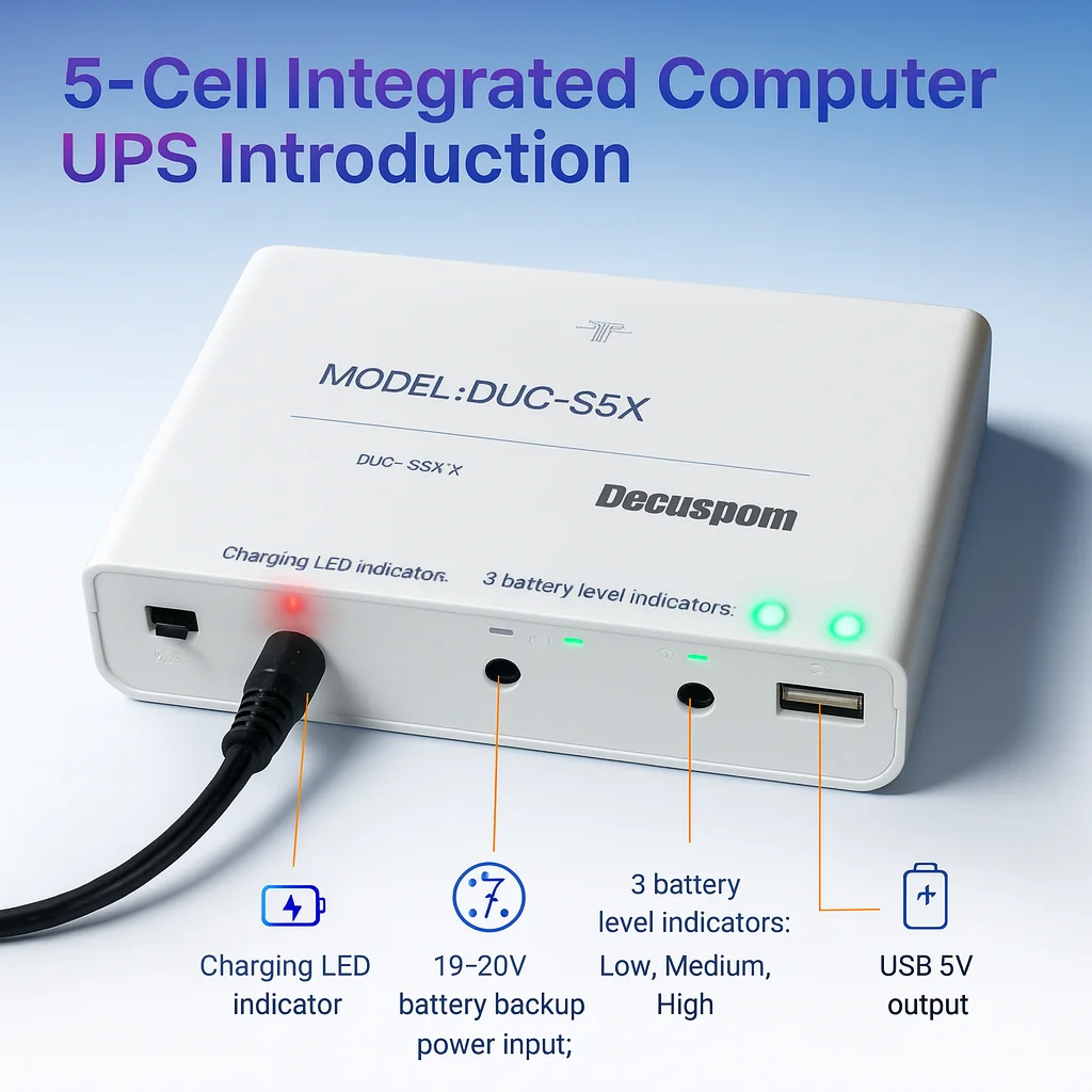 DIY 5 Cell 18650 UPS Power Box For 19V AIO Desktop No Solder Needed Fast Battery Install Flat Top Only Backup During Power Cut