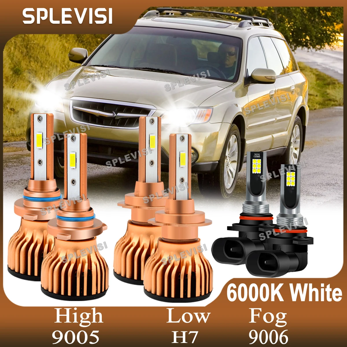 

Led Headlight High Low Beam Foglight Kit 9005 H7 9006 Bright White For Subaru Outback 2005 2006 2007 2008 2009 Car Led Light