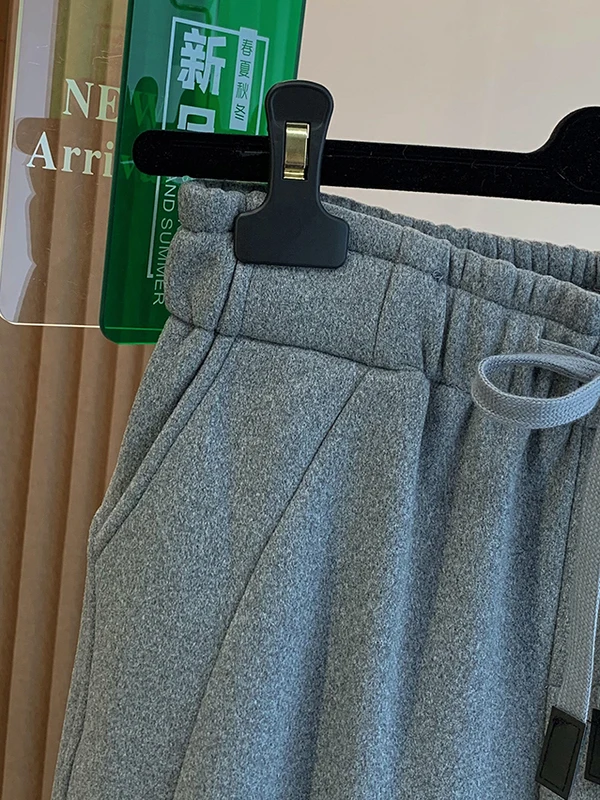 ay Fce Lined Thi Casual Pants Women's Loose Elastic Waist Dstring Wide Leg Pants Autumn Winter New Sle Streetwear