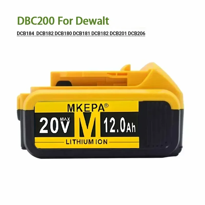 New 100% Original 12000mAh 20V for Dewalt Power Tool Battery DCB206 20V 12.0Ah Battery DCB206 20V Battery DCB205 DCB200 DCB204-2