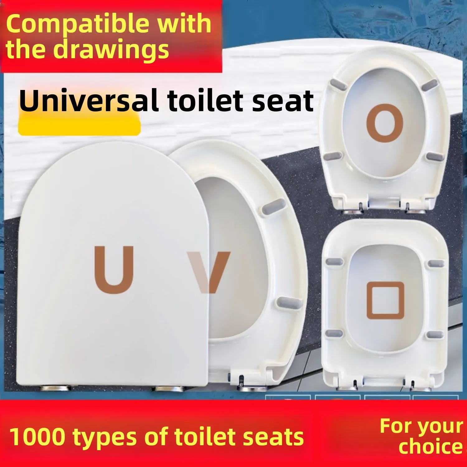 

Toilet Seat Cover Compatible with Geberit Square Trapezoid Shape Oil Cushion Slow Close Universal Fit Home Use Durable