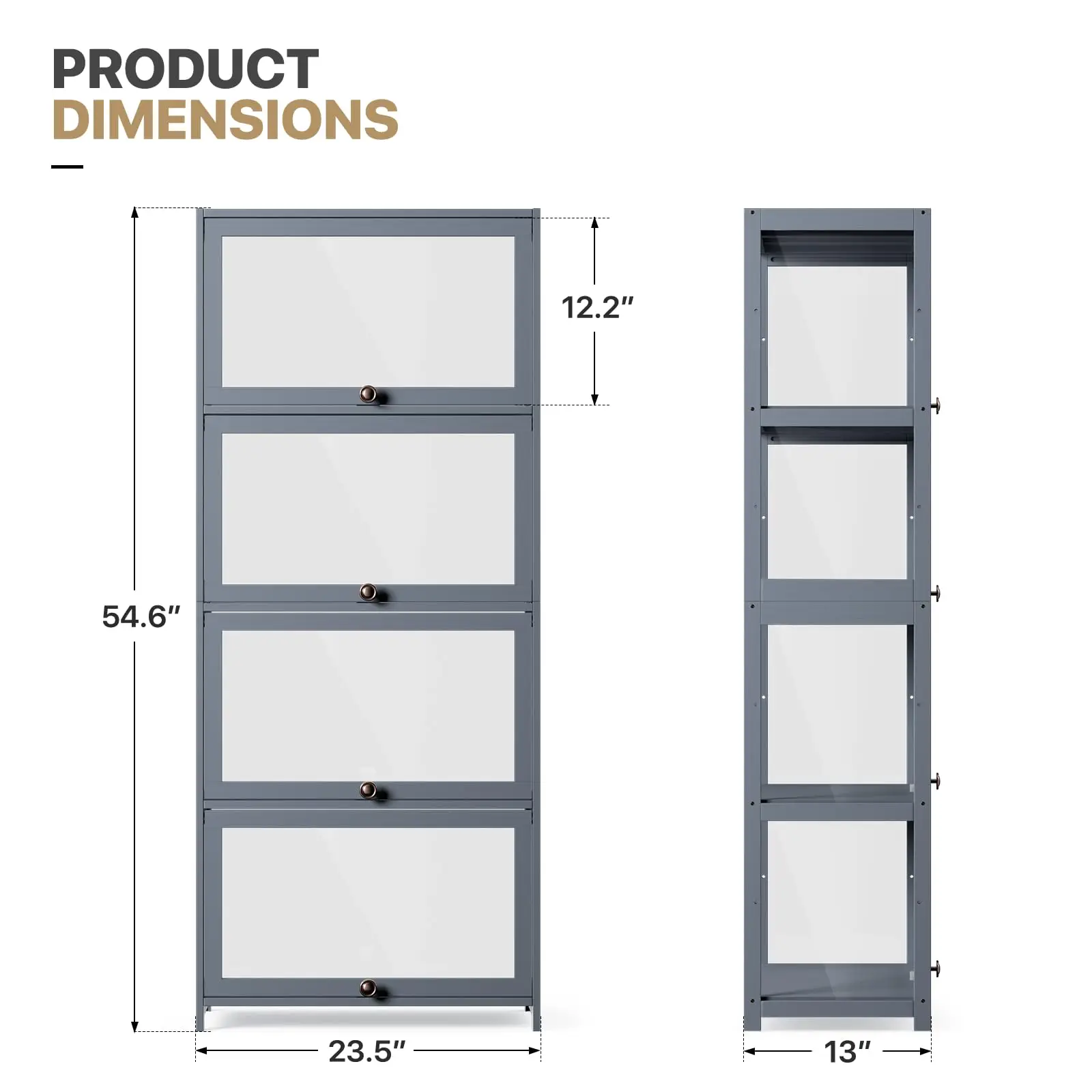 4-Tier Clear Display Cabinet, 55.5