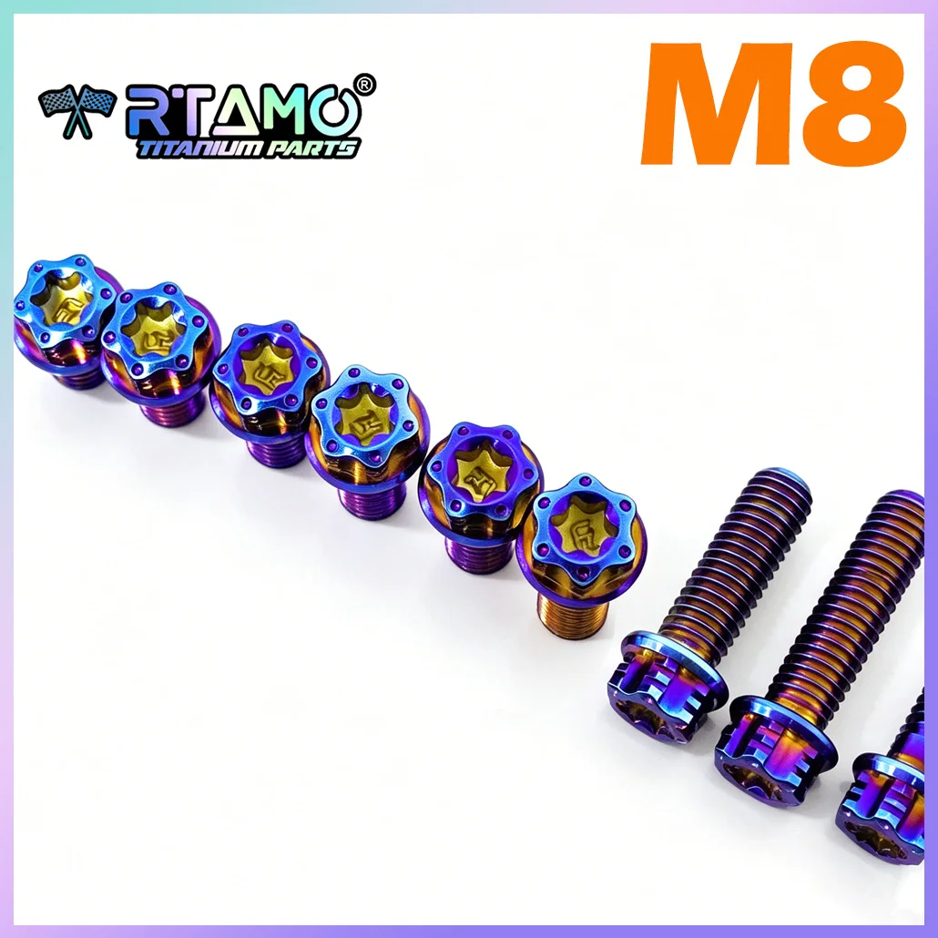 RTAMO Gr5 Titanium Bolt M8X10/15/17/20/22/25/27/30/32/35/37/40/45mm Modified Screw for Motorcycle Car Bike