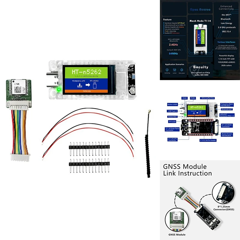 Node T114 Meshtastic Tracker Nordic NRF52840 SX1262 Lorawan For Arduino Positioning Devboard TFT Display BLE Wifi