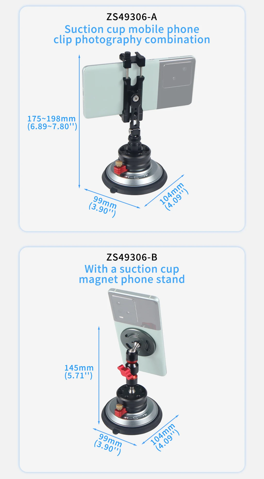 Neue 4-Zoll-Auto-Saugnapf-Montagebasis 1/4 Zoll 3/8 Zoll ARRI Action-Kamera Handpumpe Vakuum-Saugnapf für GoPro Insta360 Heavy-Duty – Detail 9