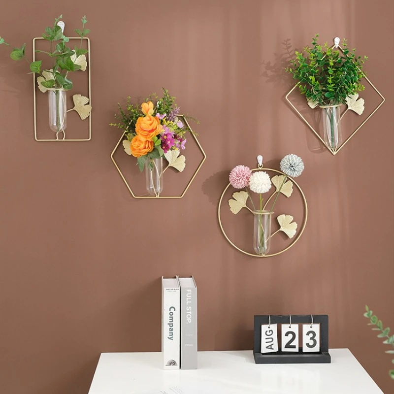 Ginkgo Biloba mit Reagenzglas, Wanddekoration, Anhänger, kreatives Raumaufteilung, Restaurantwand, grüne Pflanzen, Hydrokultur