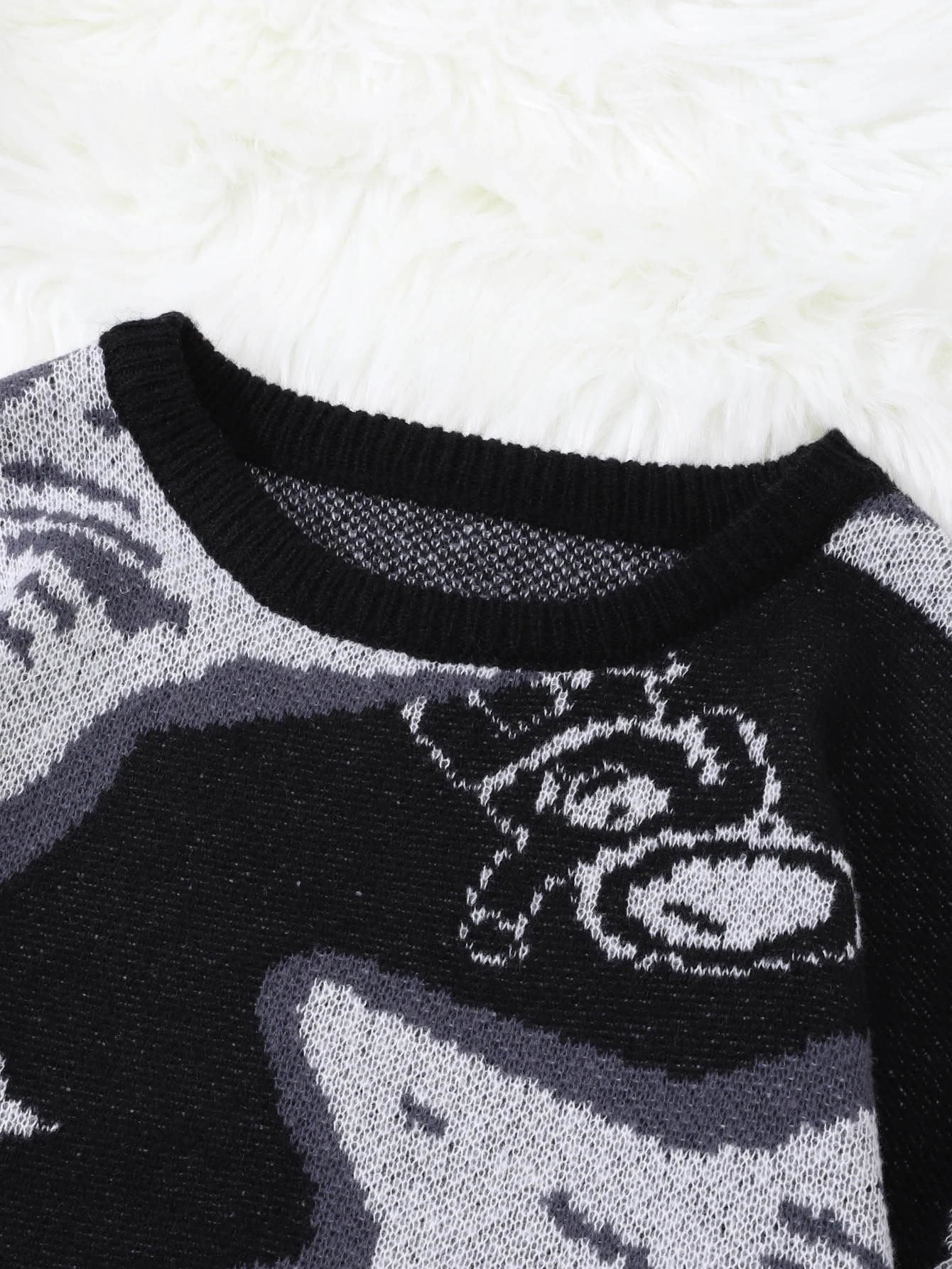 New Popular Spring & Fall Astronaut Star-Picking Jacquard Pattern Pullover Sweater Casual Round Neck Contrast Color Knitted Men\'