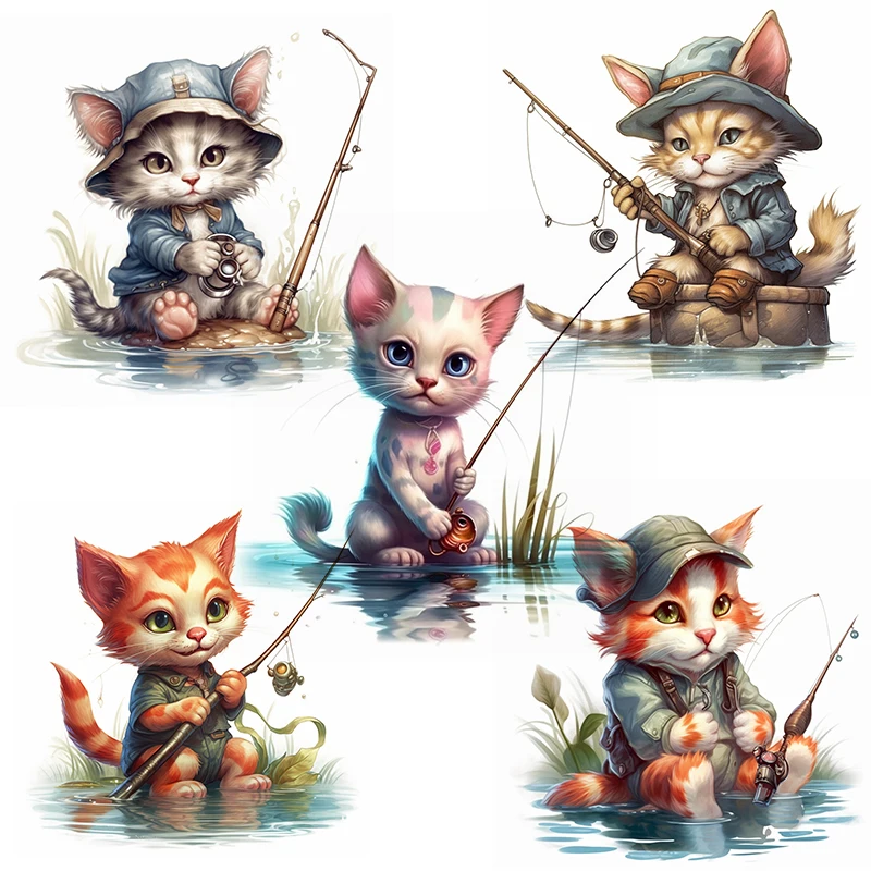 

M426 Cat Fishing Wall Sticker Bathroom Toilet Decor Living Room Cabinet Refrigerator Home Decoration Sticker Decals