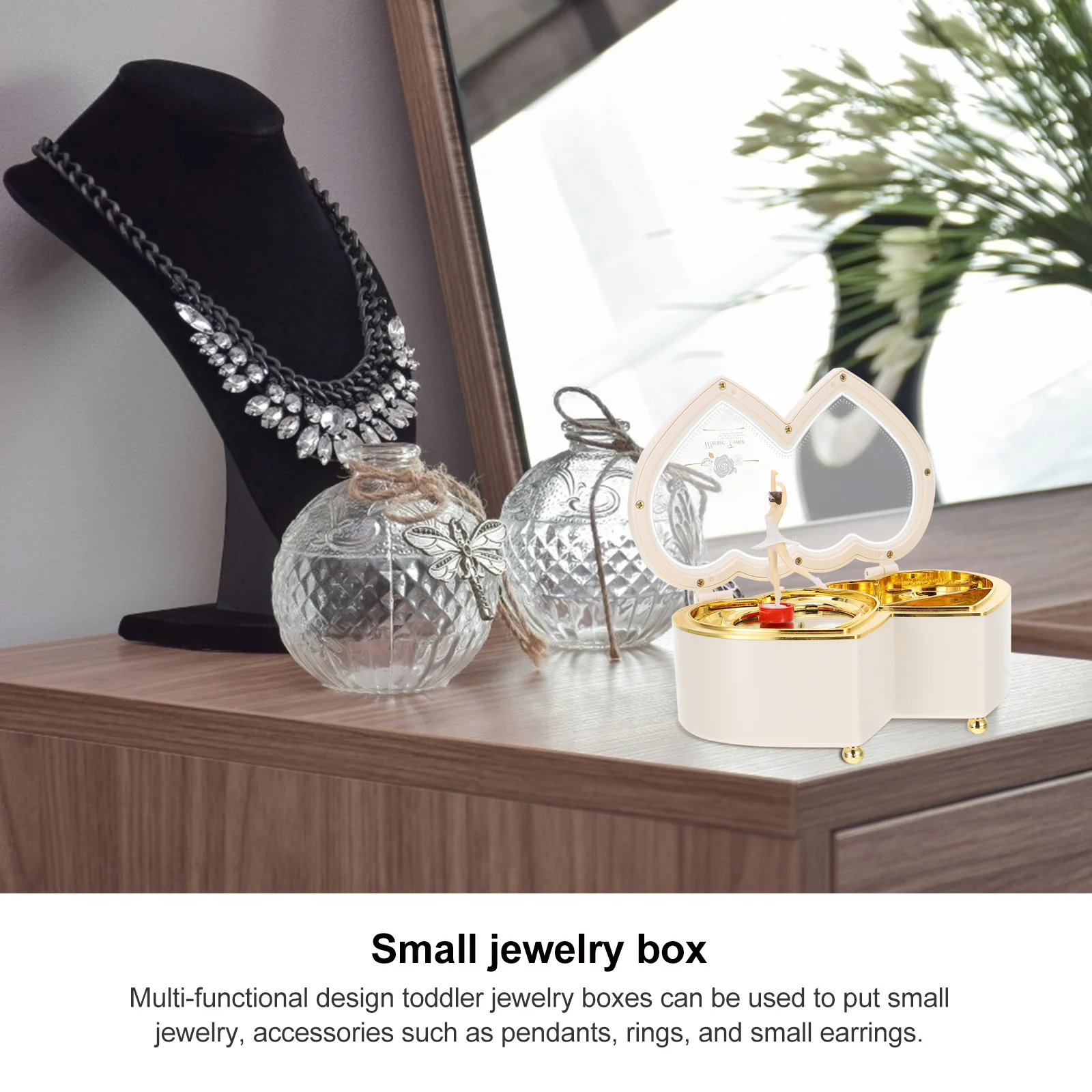 

1Pcs Rotating Music Box Heart Shaped Ballerina Design White Melody Box Jewelry Holder Gift for Her Girlfriend Wife Mom