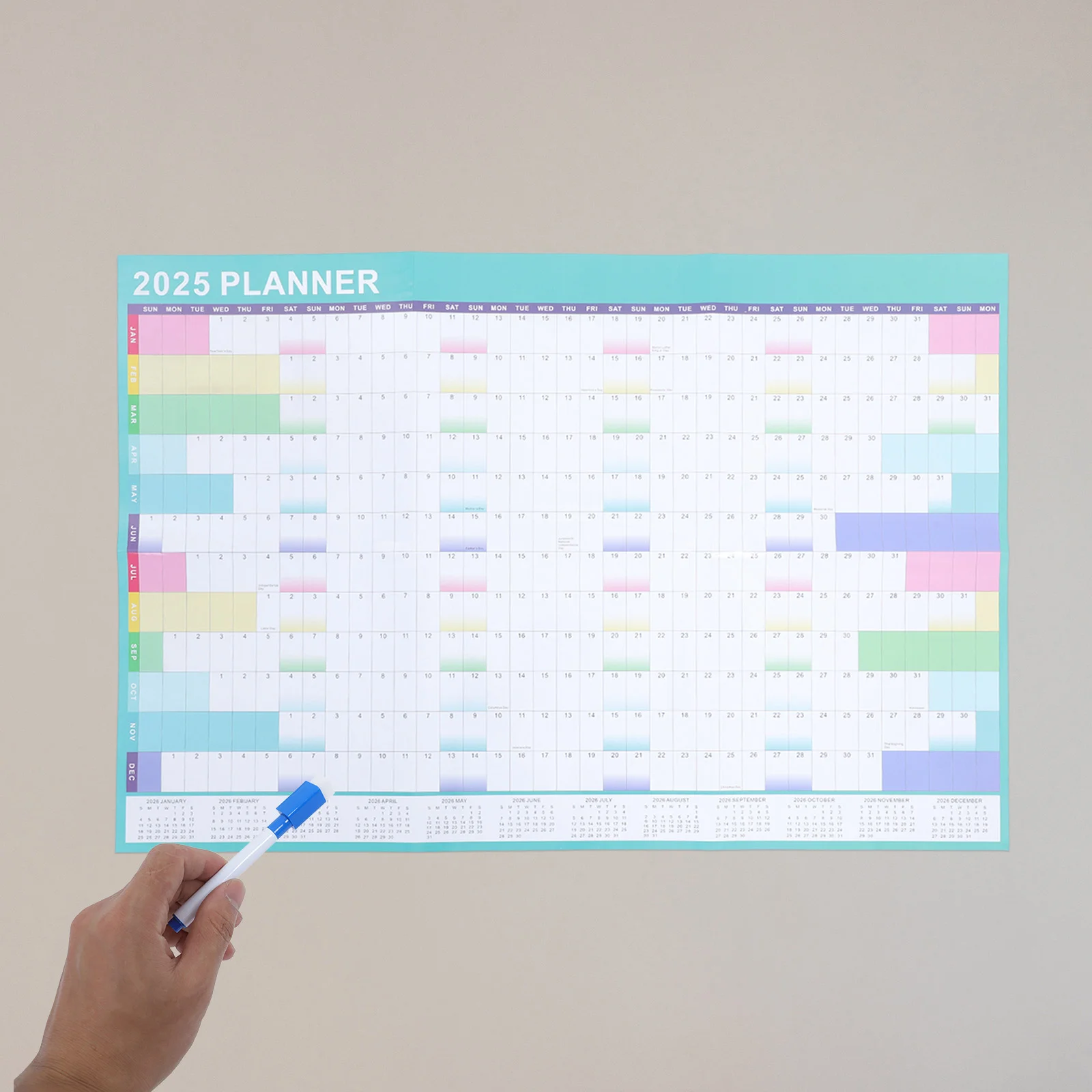 ปฏิทิน 2025 Plan Agenda Wall Planner กระดาษอเนกประสงค์การวางแผนกําหนดการรายปี Office Practical