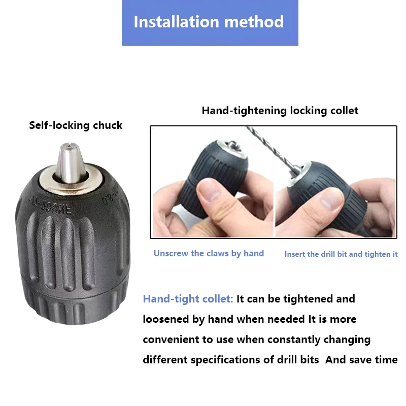 0.8-10mm Keyless Drill Chuck 1/4-Inch Hex Shank Drill Chuck Adapter Quick Connect Impact Driver Conversion Tool