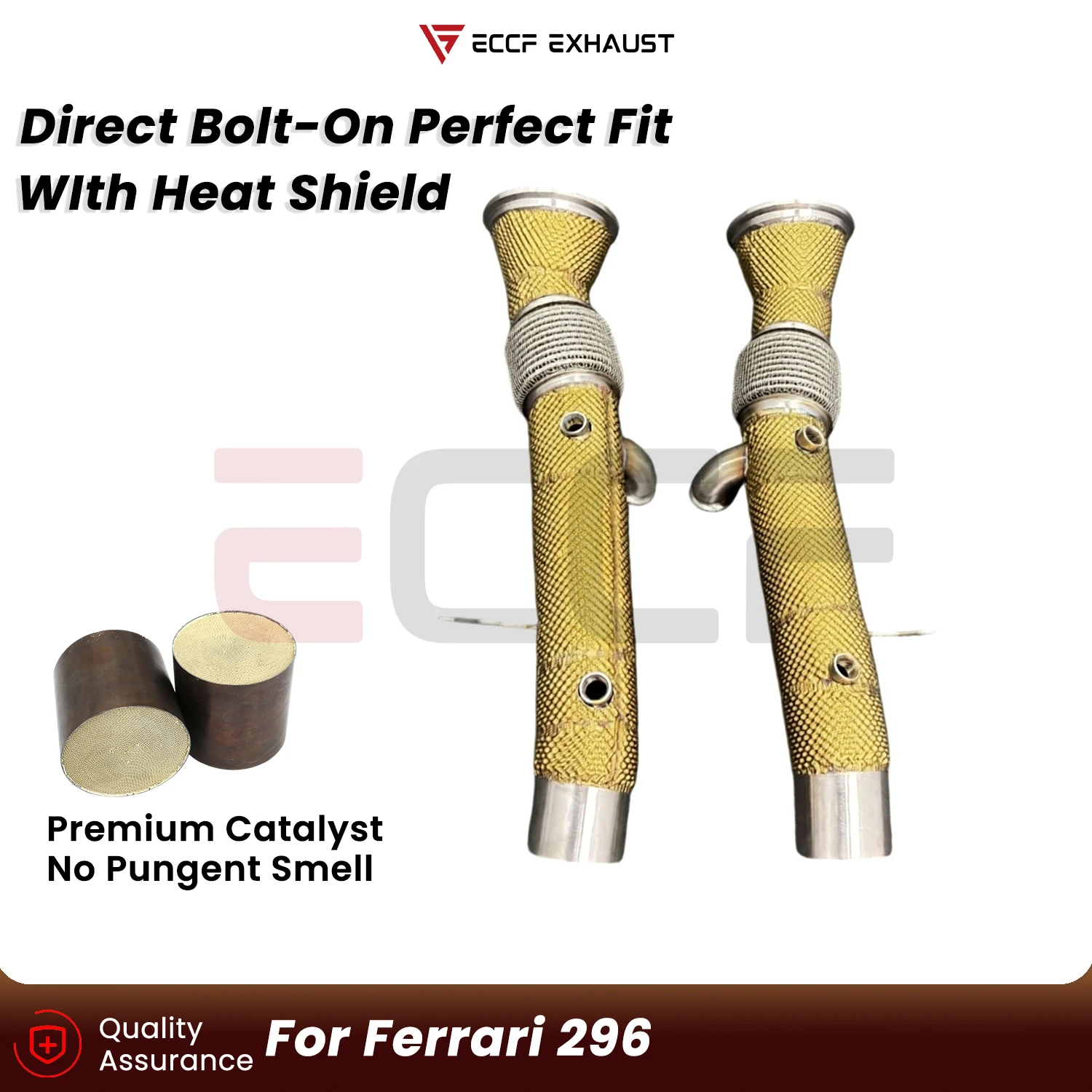 

Sporty Downpipe With Heat Shield For Ferrari 296 Aggressive Exhaust Sound Plug and Play Upgrade Performance