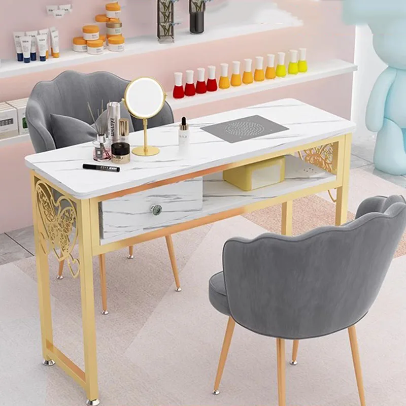 Light Luxury Nail Table Vacuum Cleaner Multi Functional Nail Table Art Small Vanity Onglerie Professionnel Salon Furniture