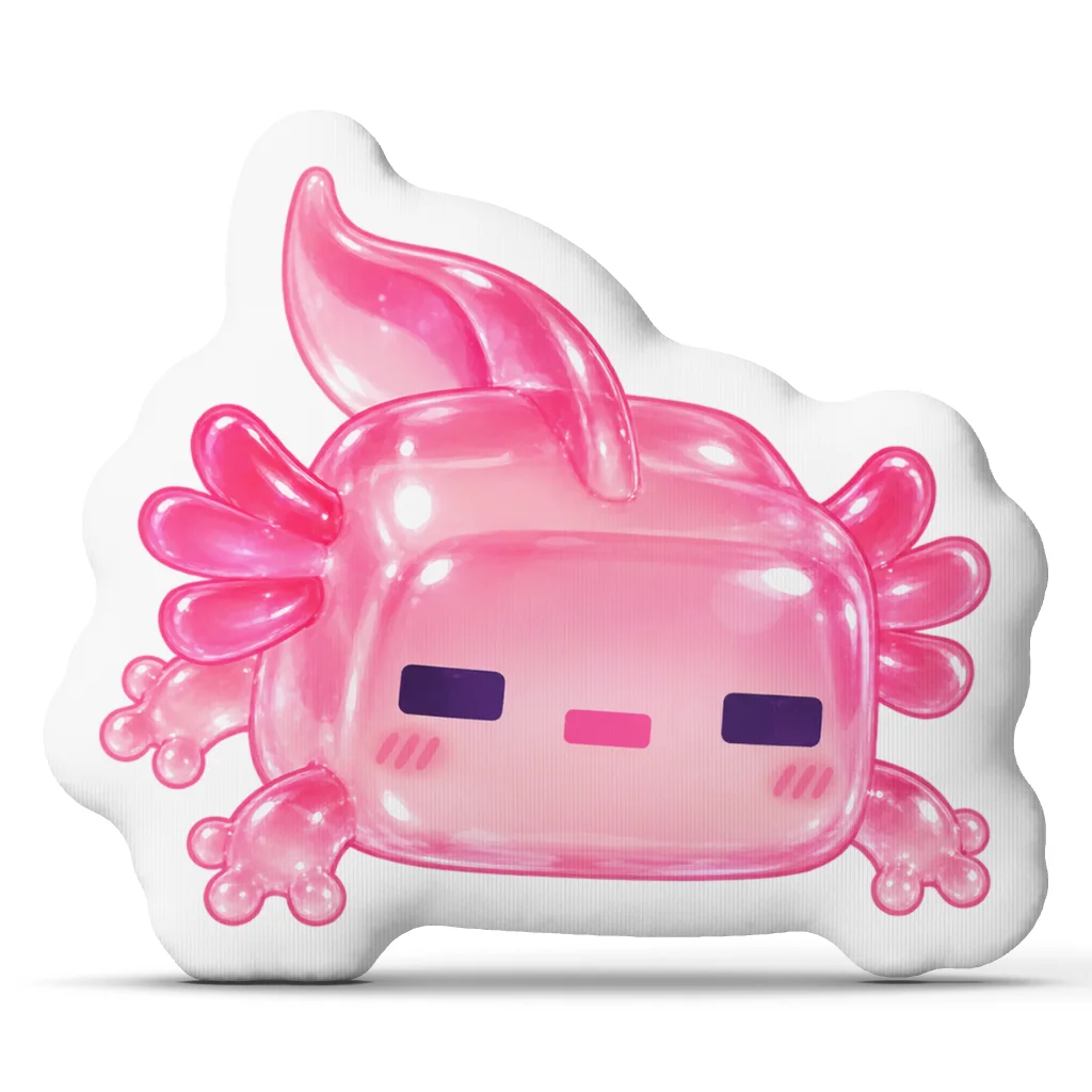 Pink Kawaii Axolotl Shaped Pillow Glossy Jelly Cartoon Cushion Stuffed Throw Pillow for Sofa Home Decor Gift for Kids Teens