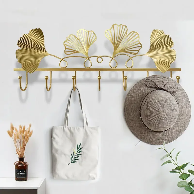 Modern Iron Coat Racks Multifunction Fashionable Creative Coat Racks Golden Ginkgo Leaf Shape Muebles Para Cuarto Furniture