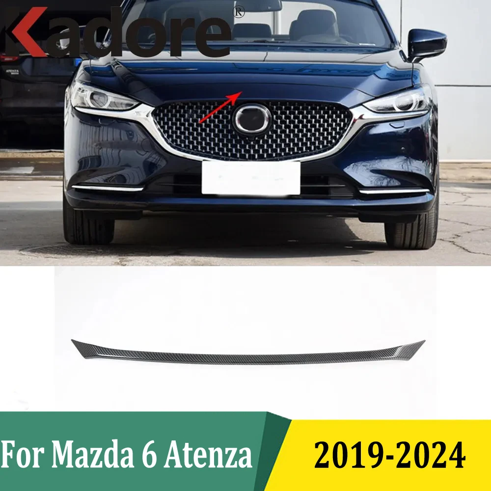 For Mazda 6 Atenza 2019-2021 2022 2023 2024 Chrome Front Engine Machine Grille Upper Hood Cover Trim Car Exterior Styling