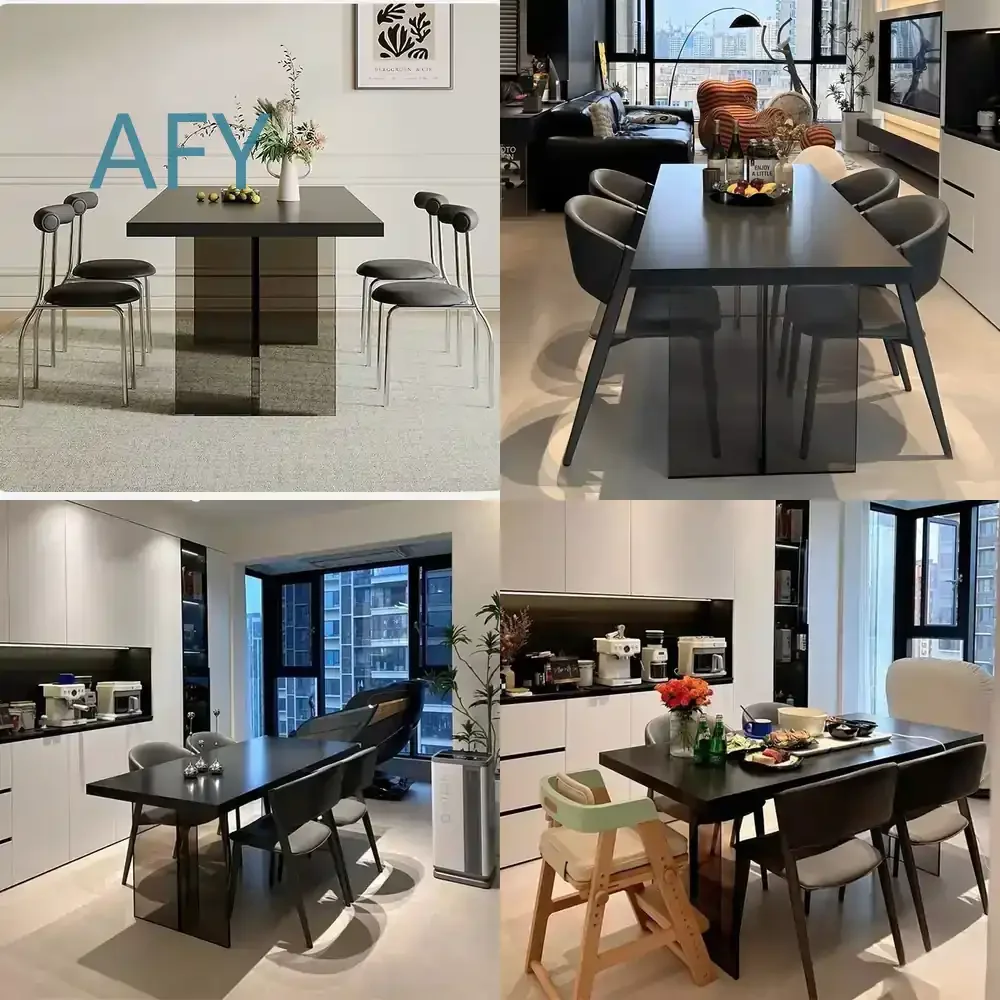 Small Apartment Hanging Rectangular Suspended Dining Table and Chairs for Modern Minimalist Home Office Living Room Acrylic