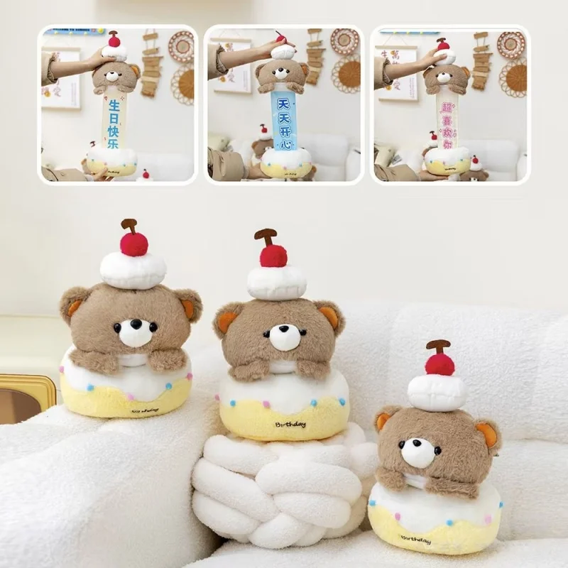 

Little Bear Plush Toy Surprising Opening Edition - Happy Birthday Happy Everyday Love You Gift for Friends Stuffed Animal Toy