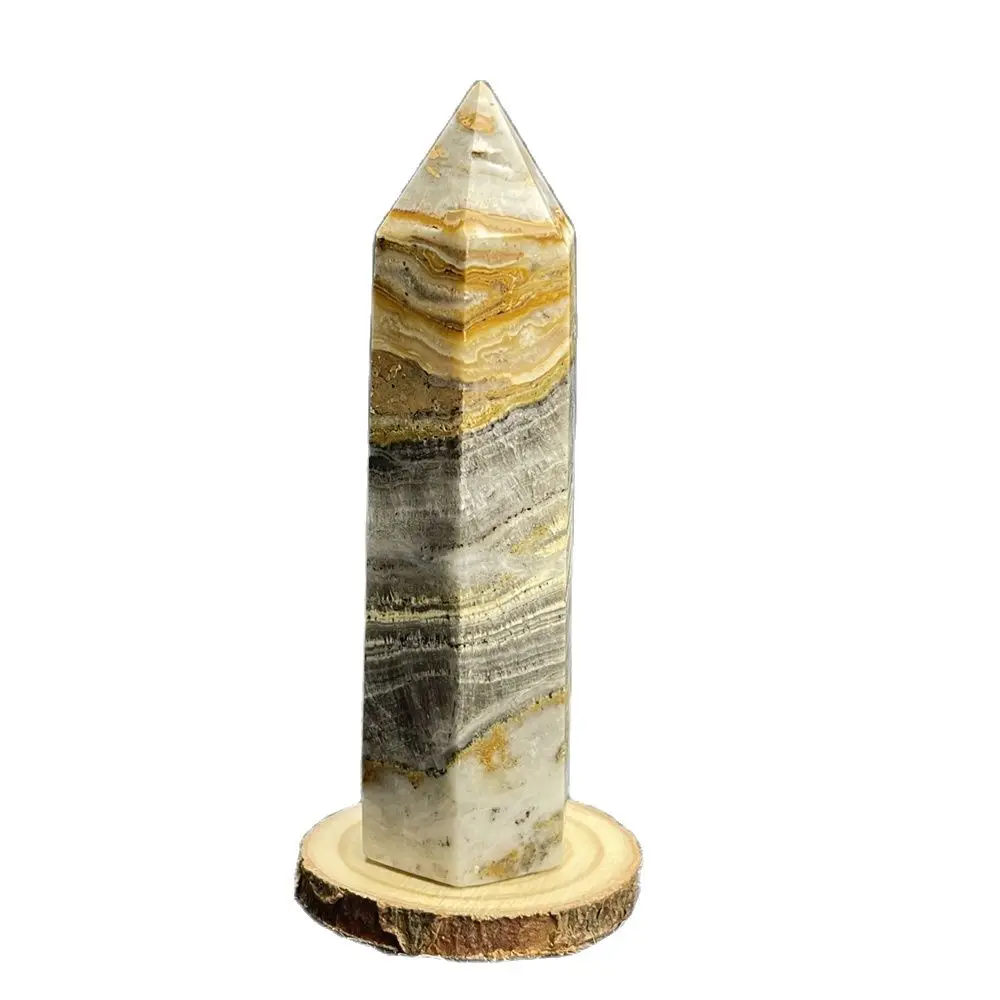 

Natural Striped Agate Stone Power Gem Wand Reiki Healing Silk Crystal Obelisk Home Decor Prayer Witchcraft Holiday Gifts Medita