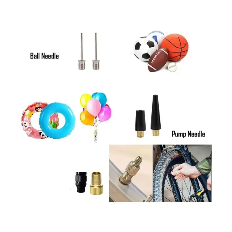 Heavy-Duty Screw-On Inflator Nozzle Kit(7 Pcs) For Pool Floats, Air Mattress& Boats-Solid Brass Air Chuck Included