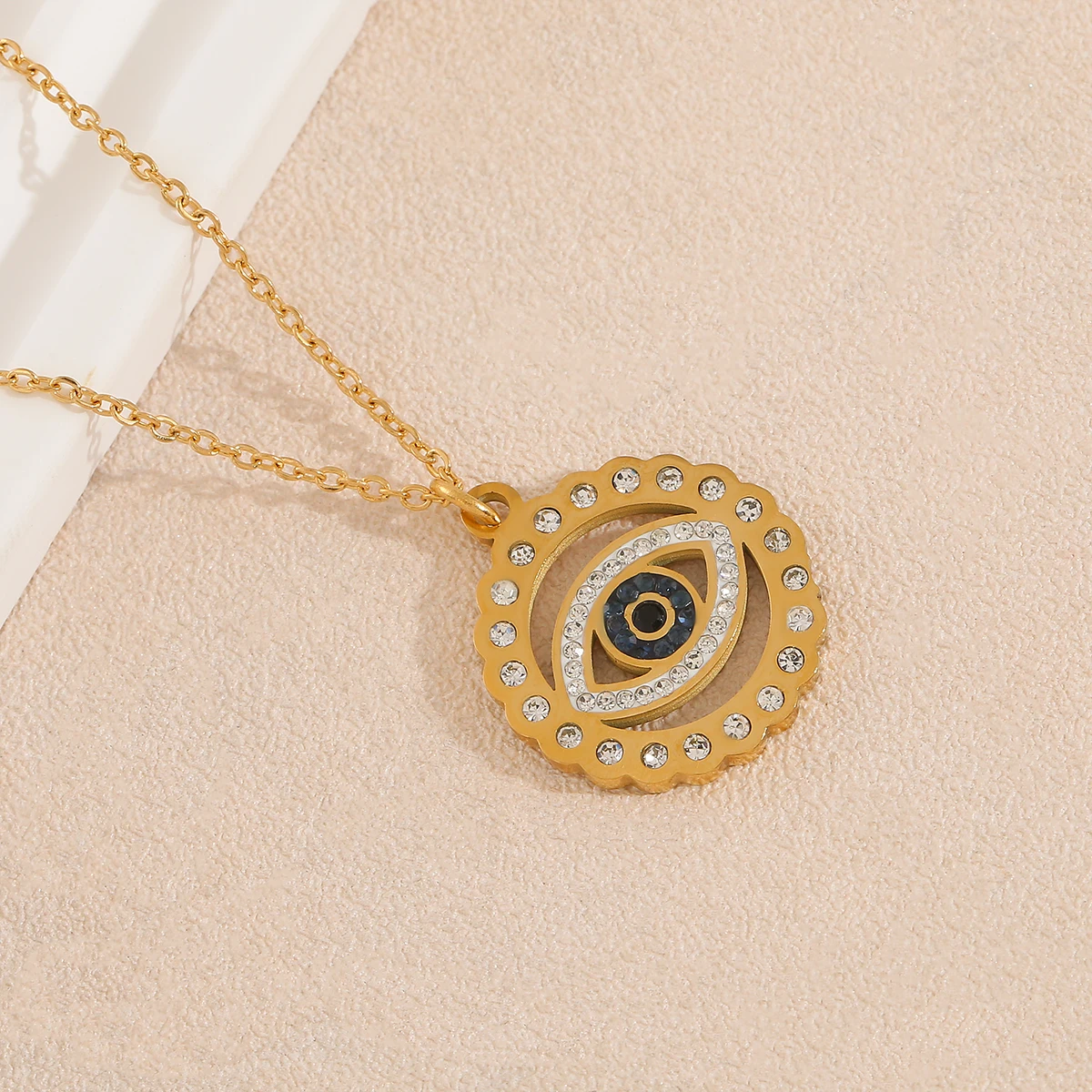 Stainless Steel Fashion Evil Eye Pendant Necklace For Women Lucky Turkish Eye  Choker Gold Plated Neck Chain Jewelry Party Gifts