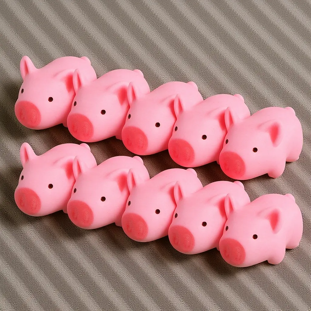10Pcs Squeaky Rubber Pig Bath Play Figures Cute Cartoon Design Safe Non-Toxic Baby Bath Fun Gifts for Toddlers Preschool