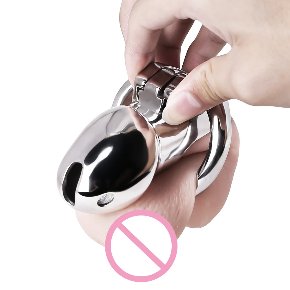 HTV3 Metal Stainless Steel Cock Cage Male Chastity Cage Lock Penis Ring Chastity Device Belt Restraint Sex Toys For Men Adult 18