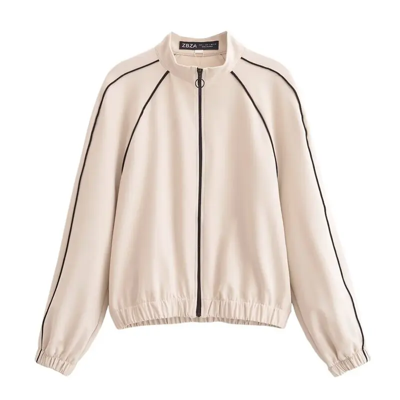 Spring 2025 Women's Casual Pilot Jacket Coat New Arrival Color Block Trimmed Outerwear Fashionable Sporty Set Student Uniform