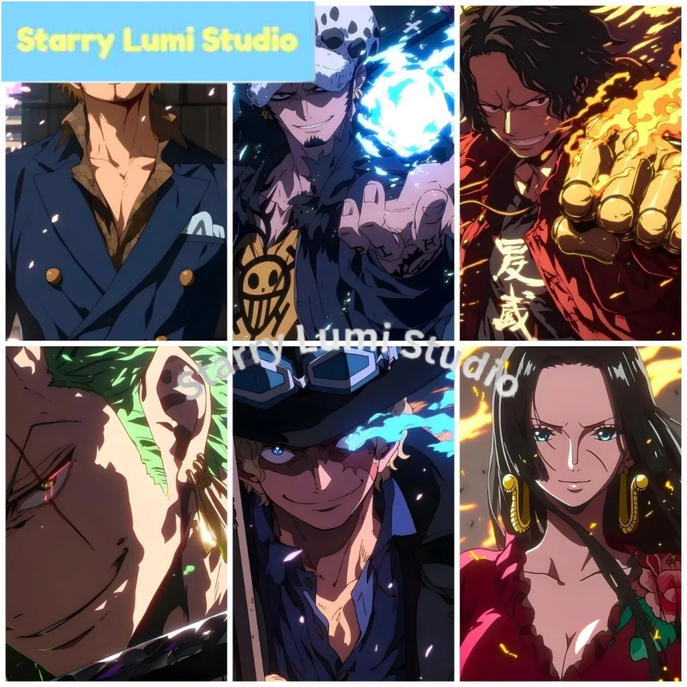 

1PC DIY ONE PIECE Straw Hat Pirates & Allied Characters Diamond Painting Kit, Full Round Square Drill Embroidery, Mosaic Art