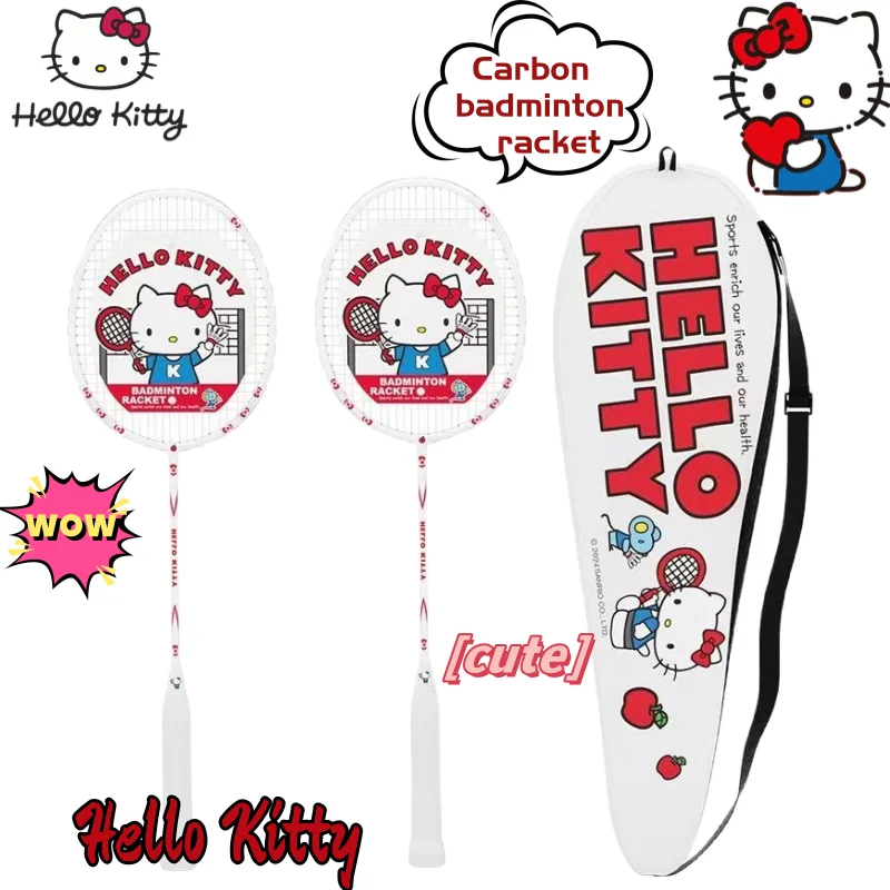 

Hello Kitty kuromi Creative Cartoon Universal Carbon Badminton Racket Personality Anime Peripheral Ball Control Badminton Racket