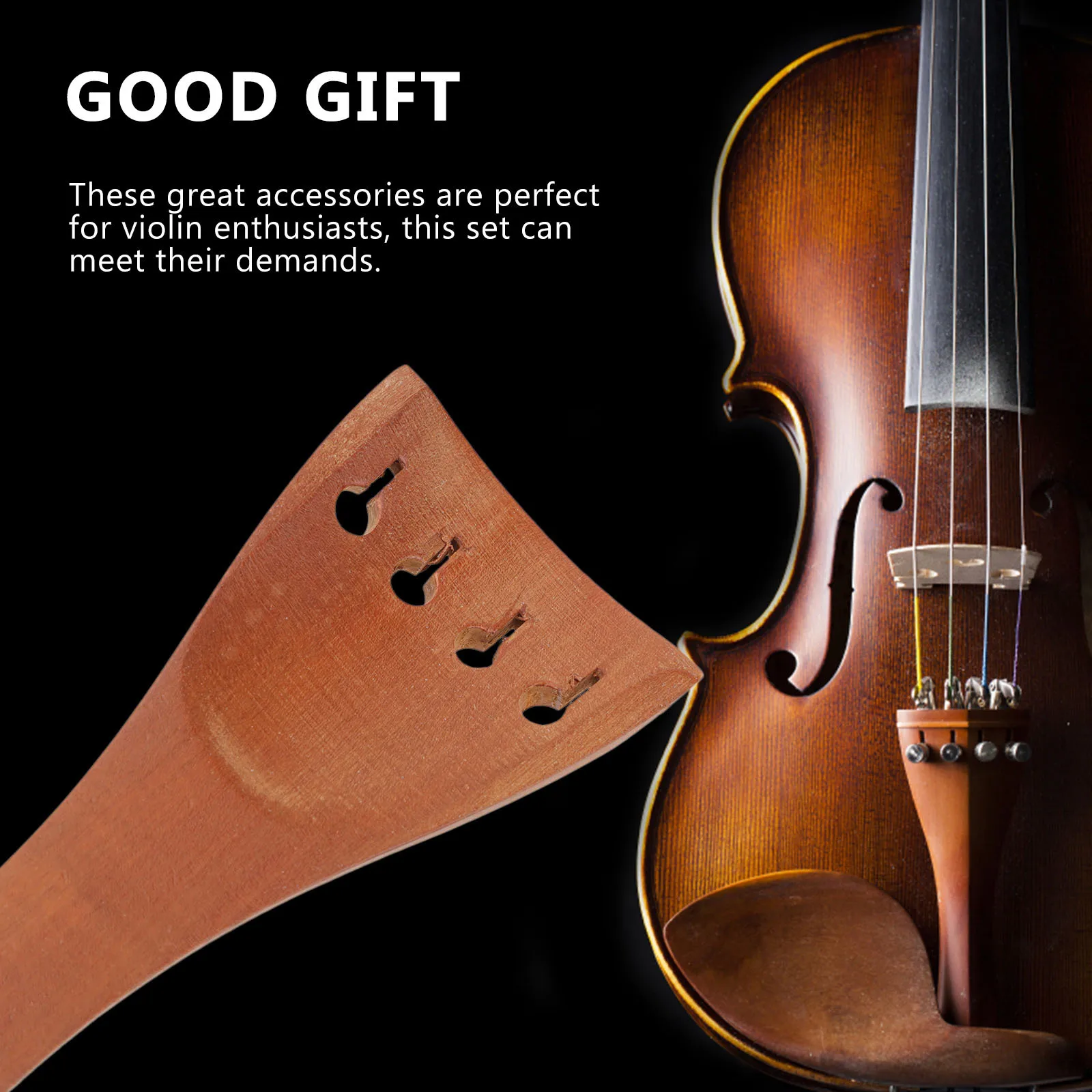 

1Set Violin Parts Replacement Set Wooden Chin Rest Tuning Pegs Tailpiece Durable Professional Violin Repair Accessories