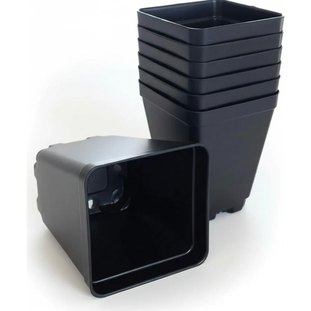 

3.5 Inch Square Plastic Nursery Pots - Reusable Plant Containers for Indoor Outdoor Gardening