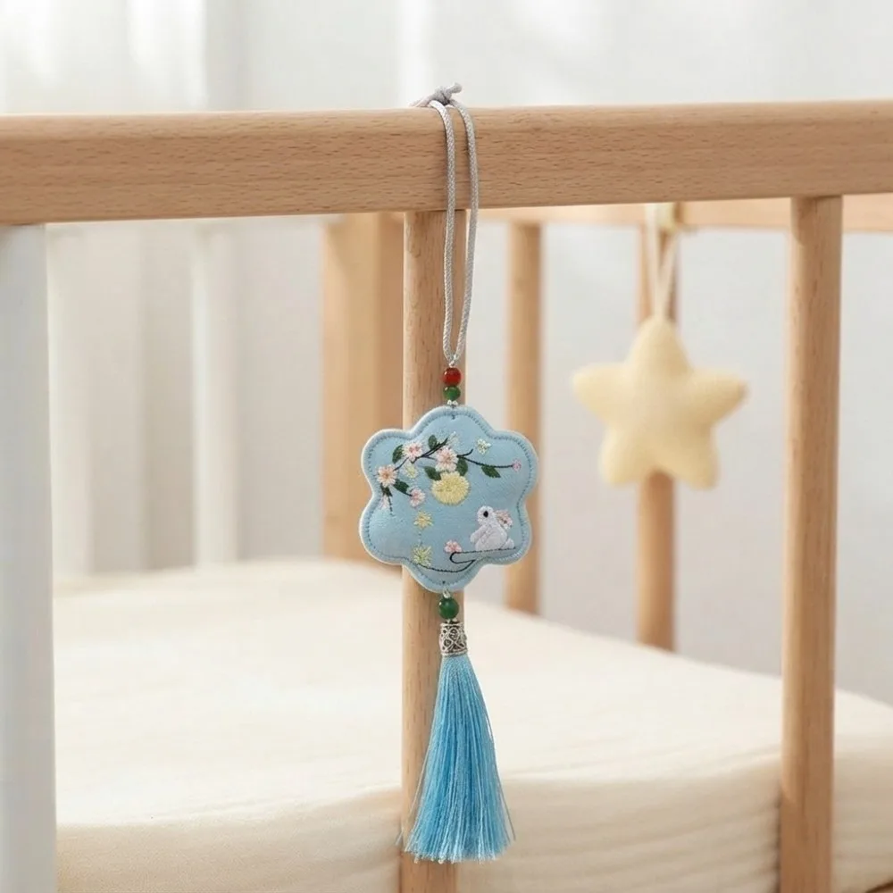 Chinese Traditional Mid-Autumn Festival Rabbit Scented Pouch Embroidery Patterns Handmade Hanfu Sachet Bag with Tassel Blessing