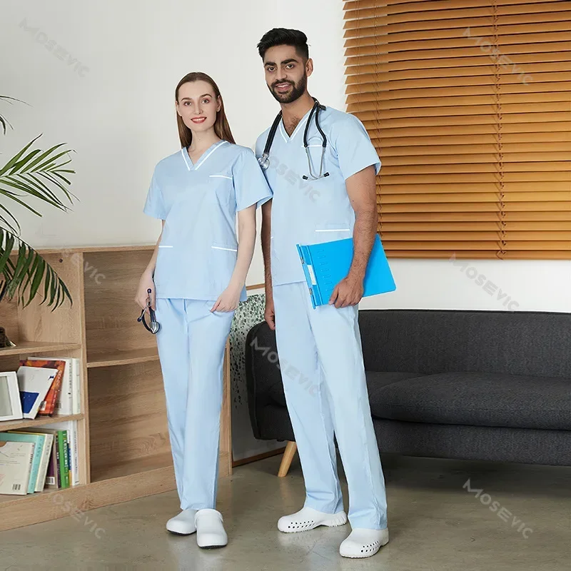 Multicolors Medical Uniforms Women Scrubs Sets Tops Pant Nurses Accessories Dental Clinic Beauty Salon Hospital Workwear Clothes