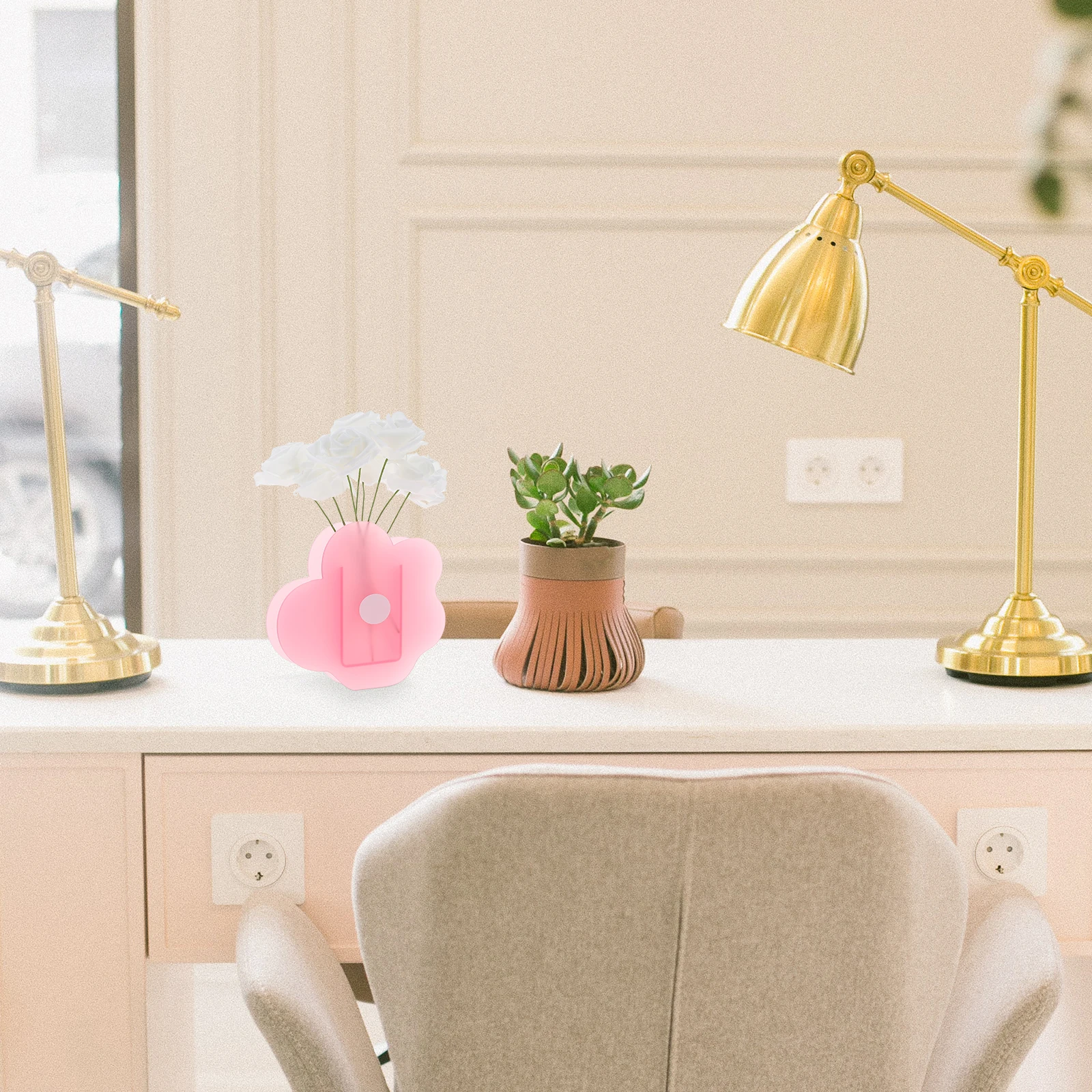 

1pc Acrylic Flower-Shaped Vase Desktop Decor For Dried Flowers Creative Household Flowerpot Transparent Arrangement