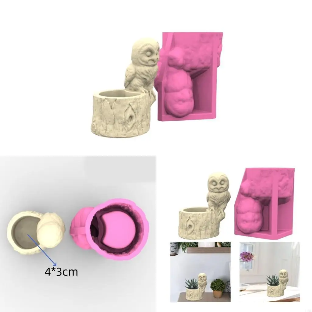 

R3MC Silicone Mould Flowerpot Molds for Concrete Owl Flower Pots and Crafts