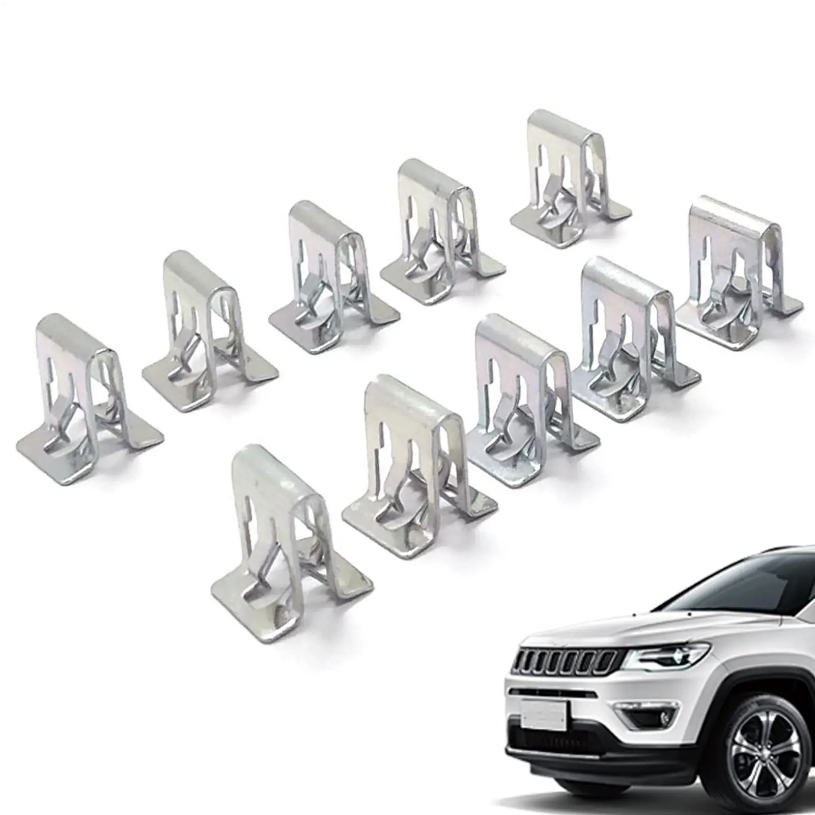 Universal Metal Trim Retainer 10 Pieces U Shape Buckle Kit Trim Panel Fastening Buckle for Automotive Interior Moulding