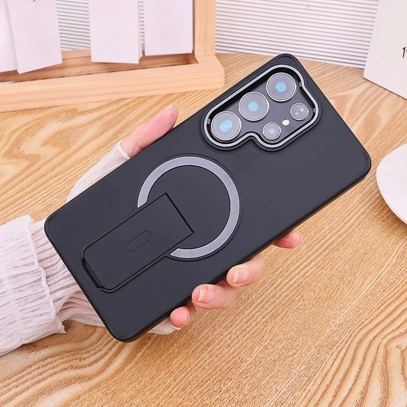 

Shockproof Armor Matte Case For Samsung Galaxy S26 Ultra S25 Edge 24 FE S23 Plus For Magsafe Charge Folding Kickstand Cover