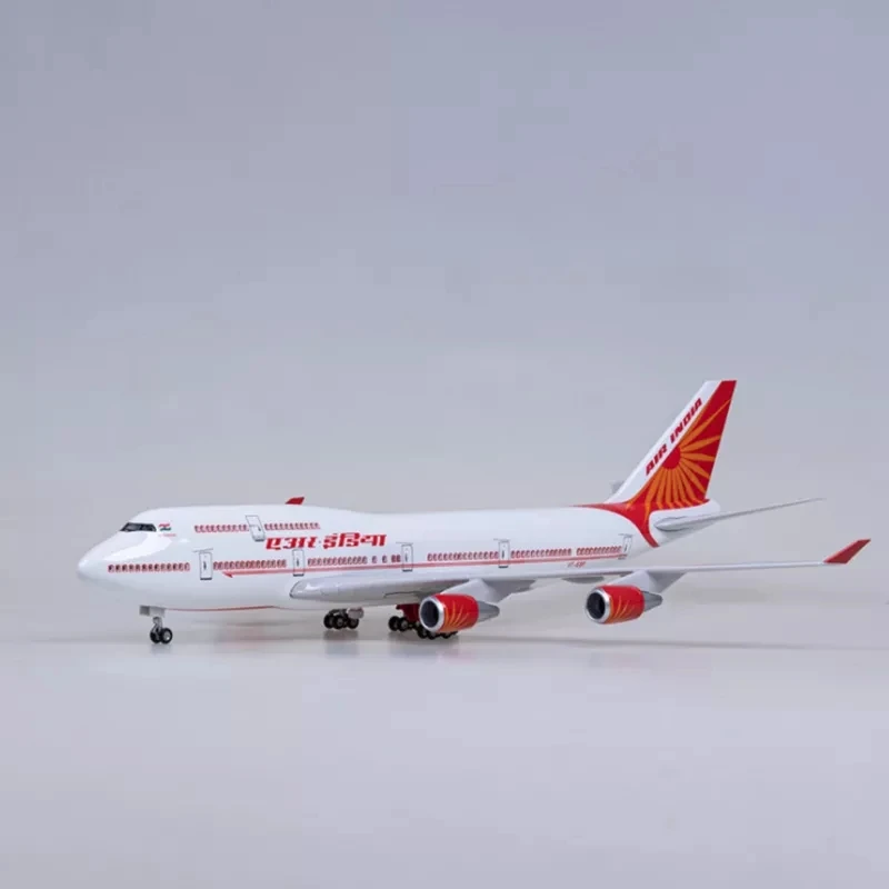 47CM 1:160 Scale Diecast Model India Airlines Boeing 747 Resin Airplane Airbus With Light And Wheels Toy Collection Display Gift